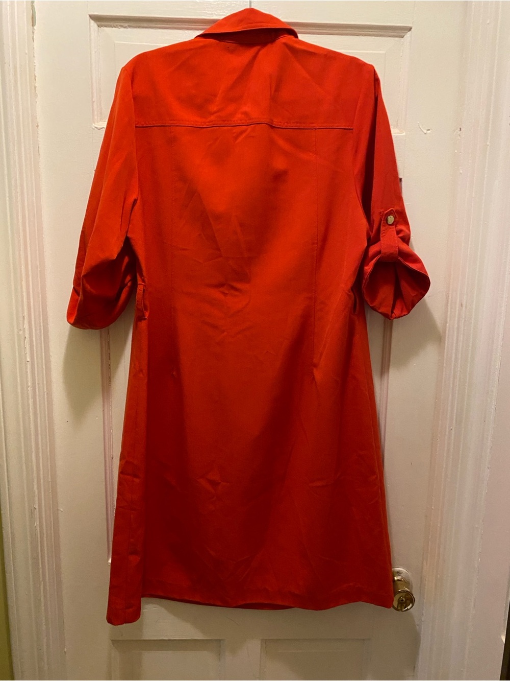 Sharagano Women's Bright Orange Utility Zip-Front Jacket Dress - Picture 2 of 16
